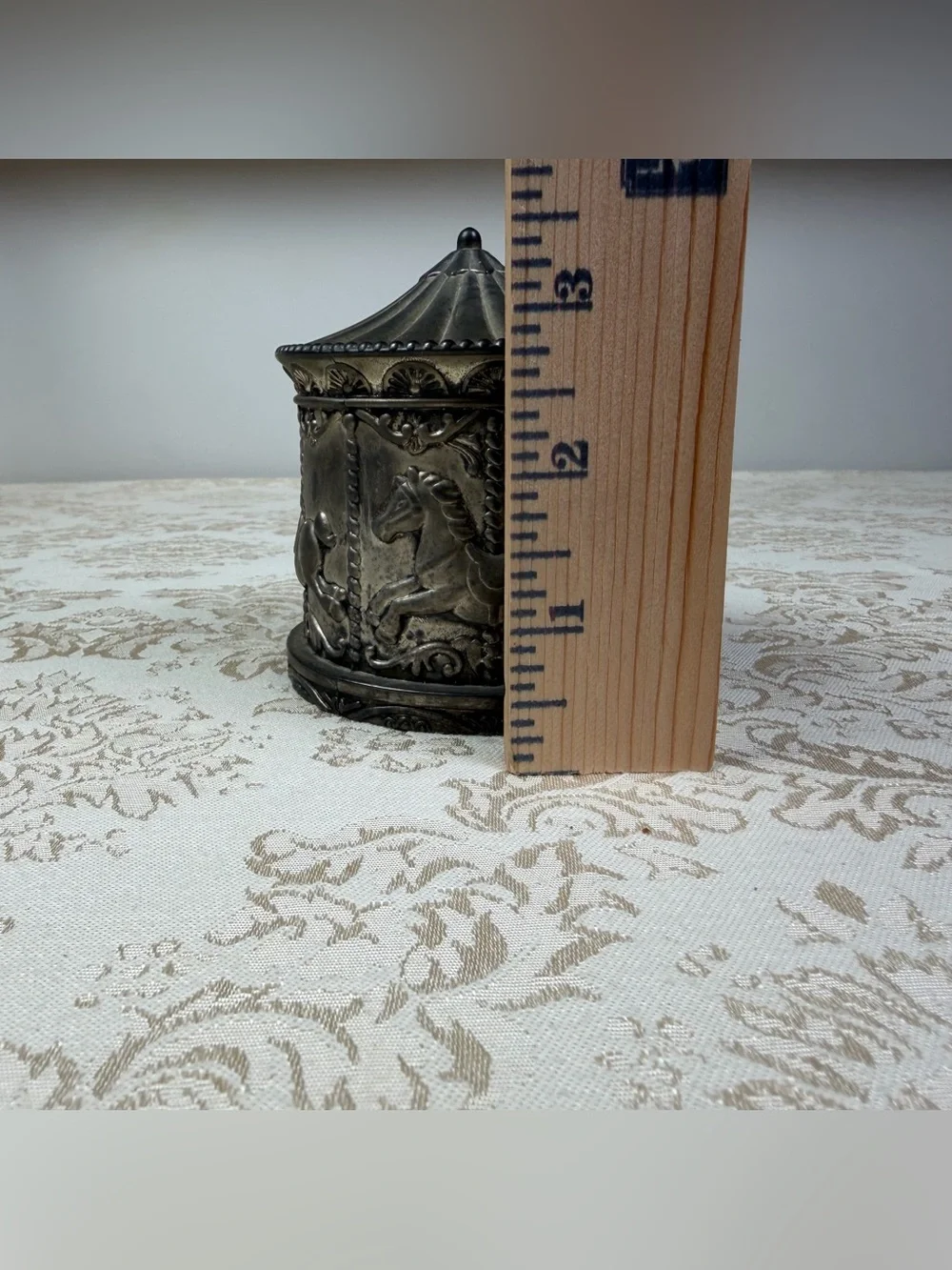 Vintage Carousel Leonard Silver Plated Bank READ